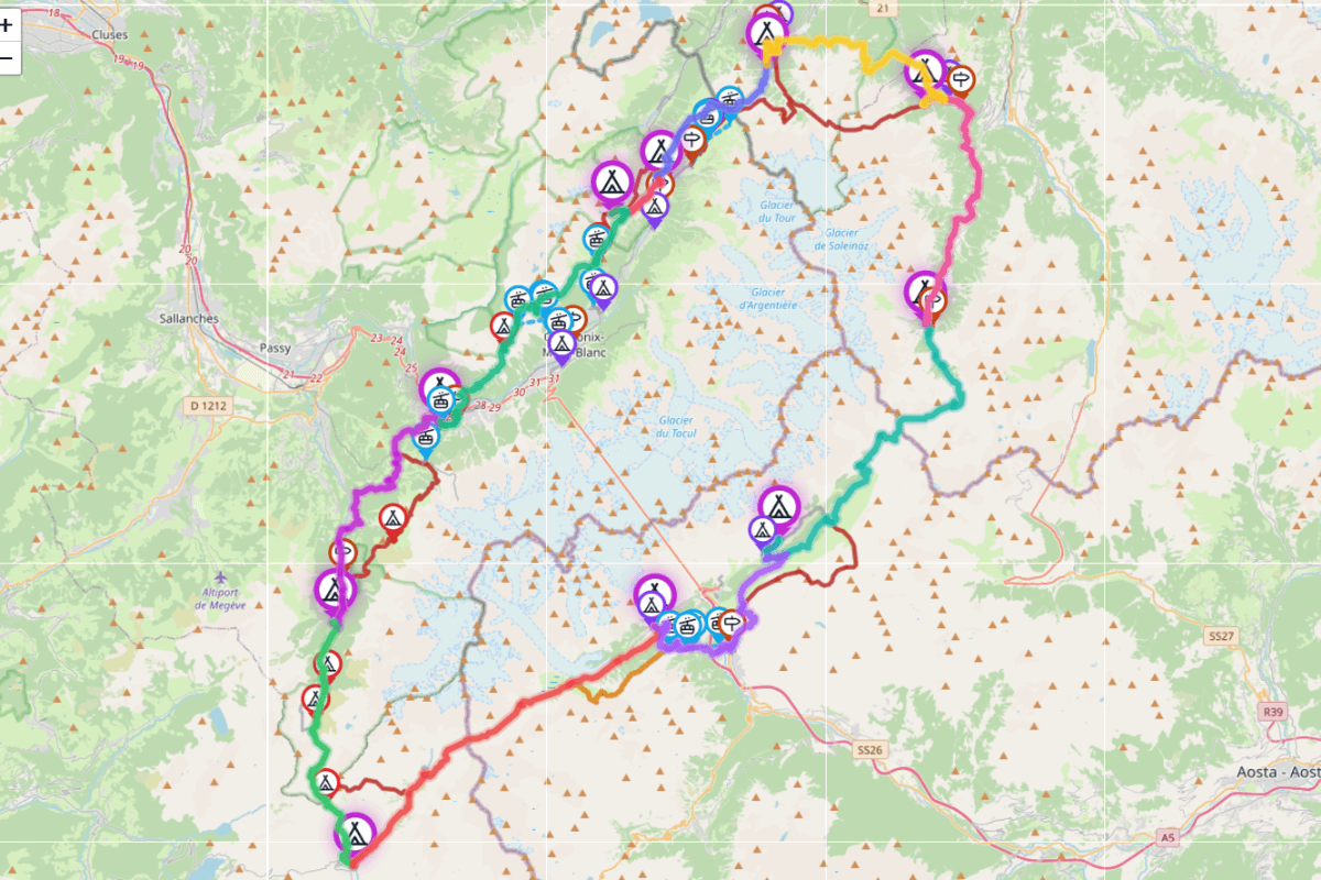 Pre-designed TMB camping itineraries